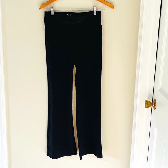 D&G Satin Trim Tuxedo Wool Blend Tuxedo Pant Low Rise Slight Flare Black sz 2 - Picture 2 of 9